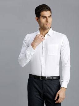 Reid & Taylor - Men Cotton Textured Regular Fit White Shirt