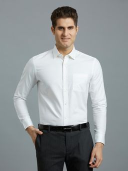 Reid & Taylor - Men Cotton Textured Regular Fit White Shirt