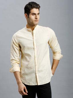 Reid & Taylor - Men Cotton Solid Slim Fit Yellow Shirt