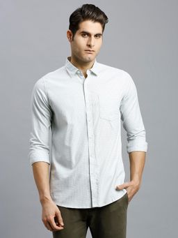 Reid & Taylor - Men Cotton Checks Slim Fit White Shirt
