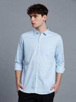 Reid & Taylor - Men Cotton Stripes Slim Fit White Shirt