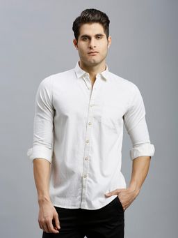 Reid & Taylor - Men Cotton Solid Slim Fit Yellow Shirt