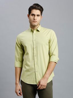 Reid & Taylor - Men Cotton Solid Slim Fit Green Shirt