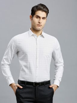 Reid & Taylor - Men Cotton Checks Regular Fit White Shirt