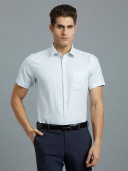 Reid & Taylor - Men Cotton Stripes Regular Fit White Shirt
