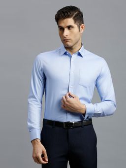 Reid & Taylor - Men Cotton Solid Regular Fit Blue Shirt