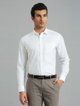 Reid & Taylor - Men Cotton Solid Regular Fit White Shirt