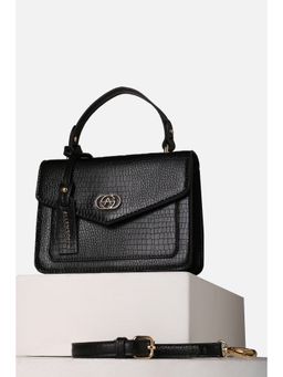 Allen Solly - Women Black Casual Handbag with Detachable Strap