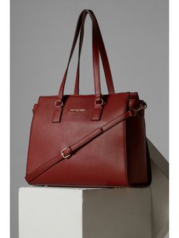 Van Heusen - Women Maroon Solid/Plain Handbag with Detachable Strap