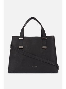 Van Heusen - Women Black Textured Handbag with Detachable Strap