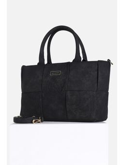 Van Heusen - Women Black Textured Casual Handbag with Detachable Strap