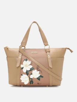 Van Heusen - Women Beige Floral Print Handbag with Detachable Strap