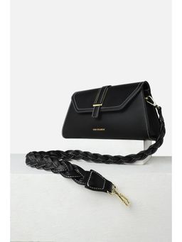 Van Heusen - Women Black Solid Casual Sling Bag with Detachable Strap