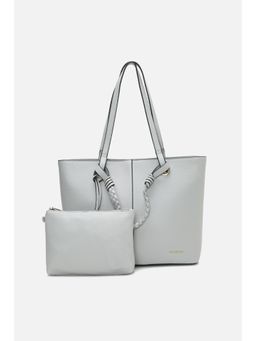 Van Heusen - Women Grey Solid Casual Handbag with Mini Pouch Set of 2