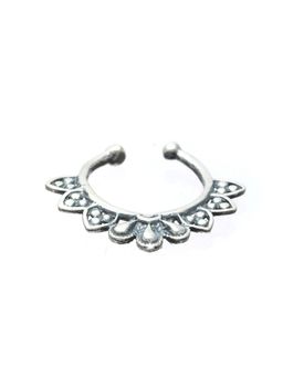 Sheer by Priyaasi - Oxidised Silver Floral Leaf Septum Nose Ring