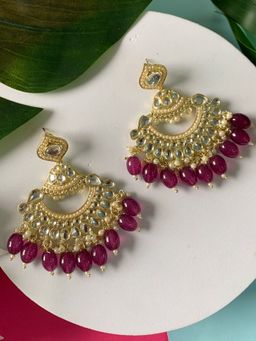 I Jewels - Gold Plated Traditional Handcrafted Kundan Earrings