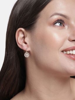 I Jewels - Stylish Latest Fashion Rose Gold Plated Glittering Crystal AD Stone Dangle & Drop Earrings