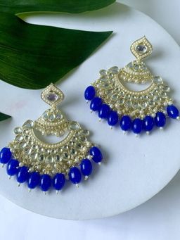 I Jewels - Gold Plated Traditional Handcrafted Pearl Kundan Beaded Earrings
