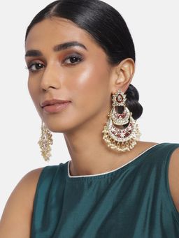 I Jewels - Women's Gold Plated Intricately Designed Traditional Meenakari Earrings