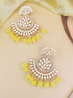 I Jewels - Gold Plated Traditional Handcrafted Pearl Kundan Beaded Earrings