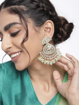 I Jewels - Gold Plated Traditional Handcrafted Kundan Earrings