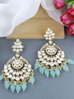 I Jewels - Gold Plated Traditional Handcrafted Pearl Kundan Beaded Earrings