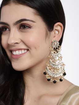 I Jewels - 3 Layered Beaded Chandbali Earrings