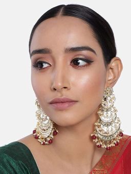 I Jewels - 3 Layered Beaded Chandbali Earrings