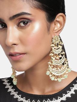 I Jewels - 3 Layered Beaded Chandbali Earrings
