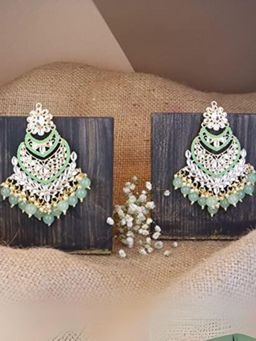 I Jewels - 3 Layered Beaded Chandbali Earrings