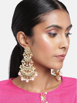I Jewels - 3 Layered Beaded Chandbali Earrings