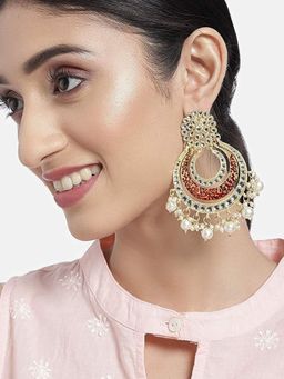 I Jewels - Enamel/Meenakari Big Chandbali Earrings