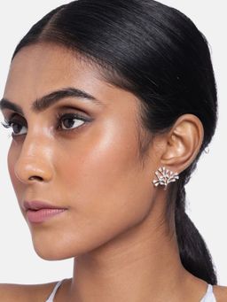 I Jewels - Stylish Latest Fashion Rose Cubic Zirconia American Diamond Tree of Life Stud Earrings