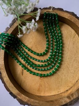 I Jewels - Latest Fashion Stylish Multi Layered Pearl Beads Rani Necklace Jewellery Set