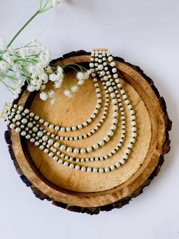 I Jewels - Latest Fashion Stylish Multi Layered Pearl Beads Rani Necklace Jewellery Set