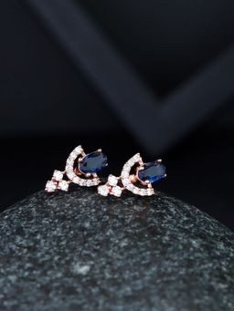 I Jewels - Rose Gold Plated Cz and Diamond Beautiful Studs Earrings