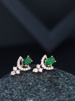 I Jewels - Stylish Rose Gold Plated Glittering Fashionable Stud Earrings