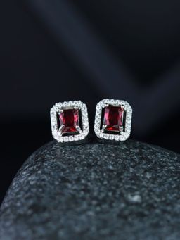 I Jewels - Stylish Silver Plated Stone Stud Drop and Dangle Fashionable Earrings