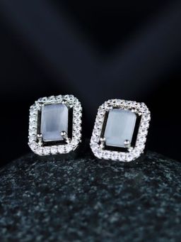 I Jewels - Stylish Silver Plated Stone Stud Drop and Dangle Fashionable Earrings
