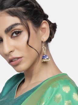 I Jewels - Gold Plated Traditional Handcrafted Enamelled Jhumki Hoop Earrings