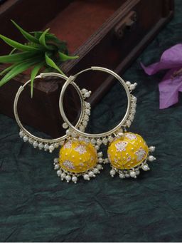 I Jewels - Gold Plated Traditional Handcrafted Meenakari Work Jhumki Earrings