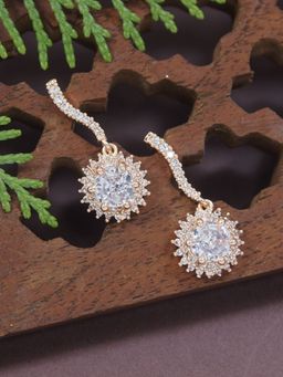 I Jewels - Stylish Latest Fashion Rose Cubic Zirconia Trendy Drop Earrings
