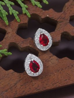 I Jewels - Stylish Latest Fashion Silver Plated Cz American Diamond Stud Earrings