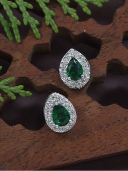 I Jewels - Stylish Latest Fashion Silver Plated Cz American Diamond Stud Earrings