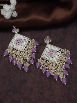 I Jewels - Traditional Kundan Pearls Dangle Earrings