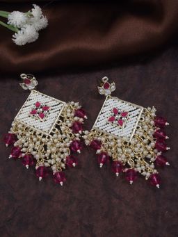 I Jewels - Traditional Kundan Pearls Dangle Earrings