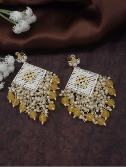 I Jewels - Traditional Kundan Pearls Dangle Earrings