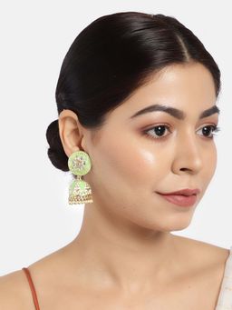 Laida - Sea Green & Gold-Plated Dome Shaped Jhumkas
