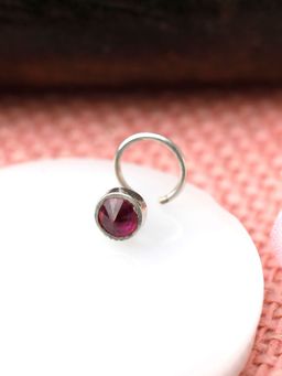 Sheer by Priyaasi - Sterling Silver Ruby Stone Studded Pierced Nose Pin