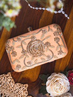 NR by Nidhi Rathi - Embellished Peach Clutch